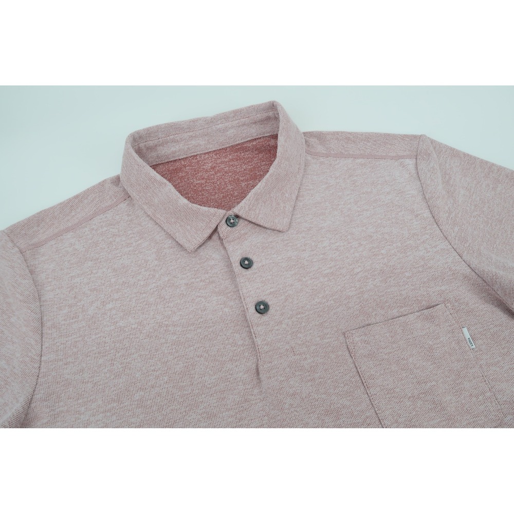 Vuori Ace Polo Shirt Men Medium Pink Heathered Short Sleeve Chest Pocket Casual